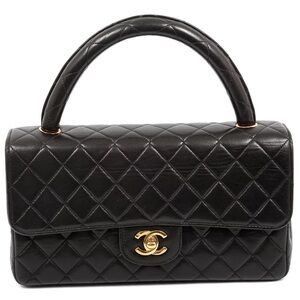 Chanel Twin Parent Kelly Black leather handbag bag